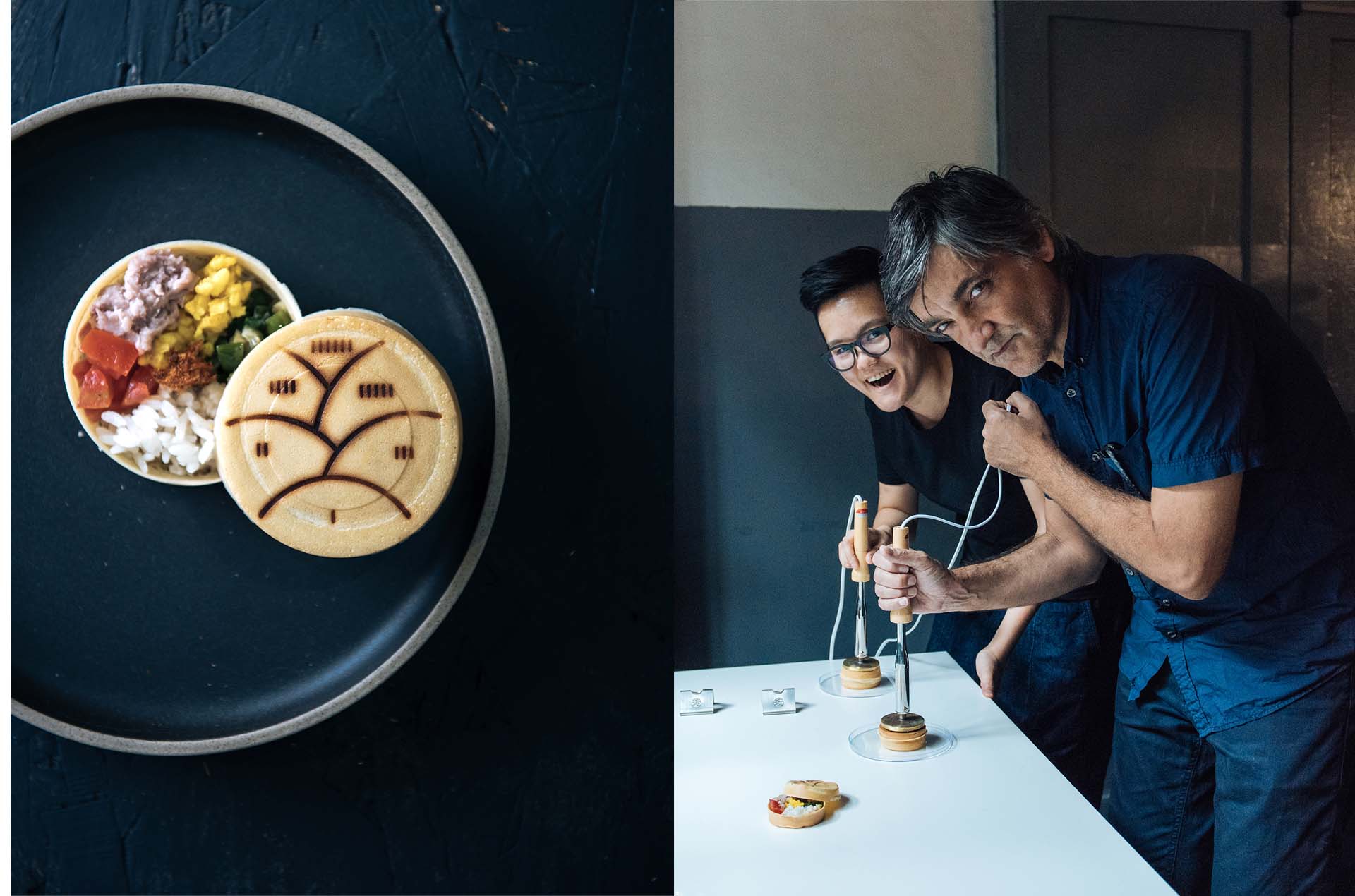 邀請西班牙設計師Martí Guixé​​​​​​一同改造車輪餅，透過全台灣不同地區的食材，如三星蔥、芋泥、紅豆等等，依序裝在車輪餅的內餡盒中。